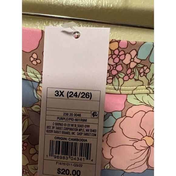 Wild Fable Swim Bottom Pink Blue Multi Floral High Waist Women's Plus Sz 3X NWT - Picture 3 of 8